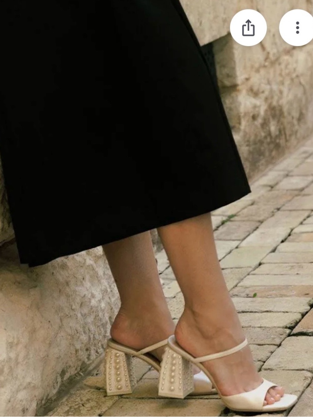 Dolce Vita Jemmy Ivory Satin Block Heel Sandals with Pearl-Embellished Heel - Picture 2 of 13